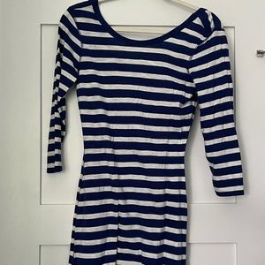 Blue and White Striped Mini Dress (Size Small)